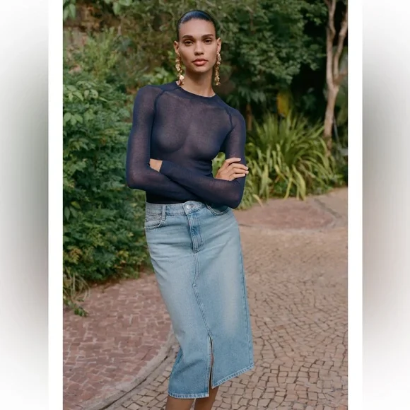 ZARA Denim midi skirt - Picture 2 of 7